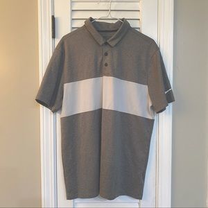 Nike Golf Polo Shirt - Gray with white stripe large